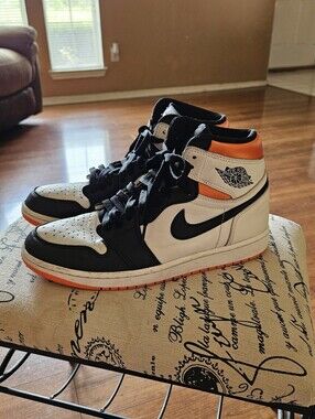 Nike Air Jordan 1 Mid White Black Orange Men's Sneakers